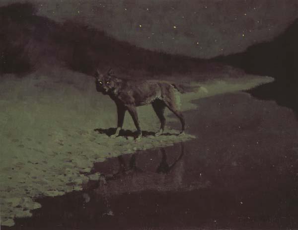 Frederic Remington Moon-light,wolf (mk43) France oil painting art